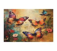 Butterfly Floral Painting Placemats Set of 1 for Dining Table Washable Non Slip Placemat for Christmas Holiday Birthday Party Table