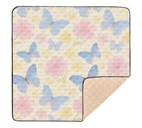 Butterfly Floral Pattern Large Non-Slip Baby Gym & Activity Mat for Floor Portable Travel Play Mat for Baby Kids Toddlers Infants, 50'' x 50''