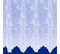 Butterfly Floral Trailing Leaf Pattern Net Curtains In White - Sold By The Metre (Drop: 91cm (36"))