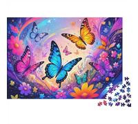 Butterfly Flower Art Jigsaw Puzzle, 1000 Pcs For Adults | 52x38cm Puzzle Fans, Birthday Gift, Cardboard, Stress Reduction, Accurate Cutting