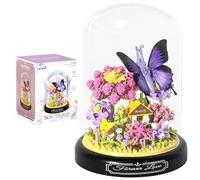 Butterfly Flower Building Blocks Set Creative DIY Insect Butterfly Building Block Flowers Set with Dust Cover for Adults Children, Ornaments de jardin