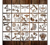 Butterfly, Flower, Dragonfly Paint Stencils - 20Pcs Different Templates for Painting Spraying, Sponge Roller Painting, Crayon Drawing, DIY Craft (12.7 x 12.7cm)