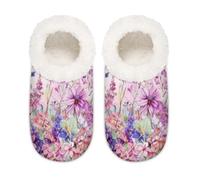 Butterfly Flower House Slippers for Women Men, Spring Hydrangea Memory Foam House Shoes Comfy Anti-Slip Slipper Socks for Indoor Bedroom, Sizes 9-10.5