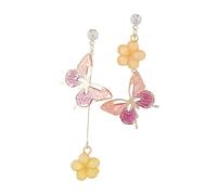 Butterfly Flower Jewelry Studs Hoop Bracelets Yellow Earrings for Women Necklace Chandelier Pendant Blue Alloy