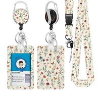 Butterfly Flower Lanyards ID Badge, Colorful Aesthetics Flower ID Badge Holder with Retractable Reel clipKeychain, Vertical Identity Badge Cover Case Protector with Name Tag for Teacher Nurse
