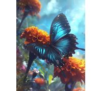 Butterfly Flower Paint by Numbers for Adults with Frame, Large Paint by Number Canvas Kits, DIY Color Oil Painting Acrylic Paints with Brushes, Hobbies for Adults Women, Home Wall Decor 70x100cm J8-51