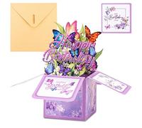 Butterfly Flower Pop Up Birthday Cards, 3D Happy Birthday Cards Box for Women, Pop-up Gift Box with Envelope and Blank Cards for Grandma Wife Daughter Her Girl, New Year Easter Mother's Day