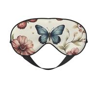 Butterfly Flower Retro Print Sleep Mask with Adjustable Strap, Comfortable Eye Cover for Travel, Yoga, Napping, Sleeping & Relaxation