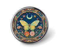 Butterfly flower tapestry Lighthouse Diamond Paint Lapel Pin Round Brooch for Men & Women Alloy Suit Accessories, 1" Lightweight Tie Pin