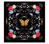 Butterfly Flower Tarots Card Tablecloth Meditations Cloth Psychic Reading Mats for Tabletop Game and Entertainment