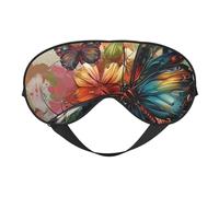 Butterfly Flowers Art Printed Eye Mask,Blackout Sleep & Eye Mask for Women,Sleep Mask with Adjustable Strap, Suitable for Both Bedtime and Travel