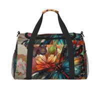 Butterfly Flowers Art Printed Travel Duffle Bag for Men Women Large Sport Gym Bag Handbag with Shoulder Strap for Travel Weekend Fishing Hunting