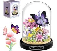 Butterfly Flowers Bouquet Building Block Set, Mini Bricks Animals Building Kits, DIY Insect Flowers Botanical Collection Building Display Kit for Home Decor, Ideas Gift Building Toy (Butterfly)