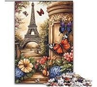 Butterfly Flowers Eiffel 1000 Pieces Jigsaw Puzzles for Adults And Teens, Educational Games Home Decoration Birthday Present, Gifts, Wall Art (26x38cm)