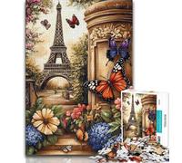 Butterfly Flowers Eiffel Jigsaw Puzzles for Teenagers 2000 Jigsaws,Help The Brain Exercise Addictive Toys to Cultivate Patience Unique Challenge Game 70x100cm