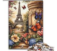 Butterfly Flowers Eiffel Jigsaws 1000 Pieces for Teenagers, Suitable for People Aged 14 And Above Home Decoration Gift Ideas (50x75cm)