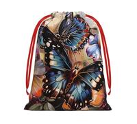 Butterfly flowers Gift Bags with Drawstrings, L | Soft Velvet Pouch Storage, Sack Xmas Storage Bag Perfect for Party Wedding Christmas
