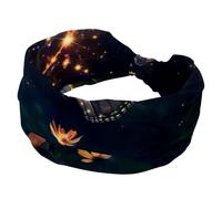 Butterfly Flowers in the Sky Sparkle Trail Headbands for Women, Elastic Hairbands, Twisted Cross Head bands, Soft Non-Slip Hair Wrap for Workout Yoga, Fashion Hair Accessories