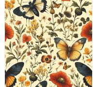 Butterfly Flowers Peel and Stick Wallpaper 3D Printed Insects Vintage for Boys Girls Teen Bedroom Living Room Kitchen Removable Decor Wall Mural Paper 17.3"x236"