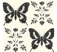 Butterfly Flowers Peel and Stick Wallpaper 3D Printed Painted Vintage for Boys Girls Teen Bedroom Living Room Kitchen Removable Decor Wall Mural Paper 17.3"x118"