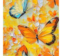 Butterfly Flowers Peel and Stick Wallpaper 3D Printed Pigments Painting for Boys Girls Teen Bedroom Living Room Kitchen Removable Decor Wall Mural Paper 17.3"x393"