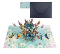 Butterfly Flowers Pop up Cards 3D Pop up Birthday Card with Modern Minimal Design, Creative Pop-Up Greeting Card for Women, Mum, Daughter, Sister, Birthday Cards for Women (BLUE 2)