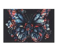 Butterfly Flowers Wings Black 1000 Pieces Jigsaw Puzzles for Adults White Elephant Gifts Funny Fun Family Puzzle Family Toy Artwork, 29.5x19.7 Inch