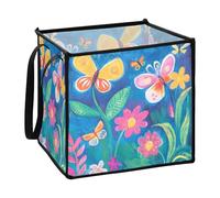 Butterfly Fluttering Around The Colorful Flowers baskets for shelves for shoe folding unit organizers and storage basket 13x13x13 In