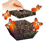 Butterfly Fly Away Box - Photo Arrangements Container, Surprising Exploding Butterfly Money Box with Wind-Up Fluttering Inserts, DIY Memory Keepsake, Elegant Floral Wrap for Graduation Spring Wedding