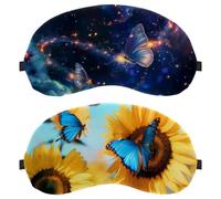 Butterfly Flying Bloom Sunflowers Blue Sky 2-Pack Eye Patch and Eye Masks Set, Light-Blocking, Soft, Breathable Sleep Mask Kit