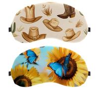 Butterfly Flying Bloom Sunflowers Blue Sky 2-Pack Light-Blocking Soft Breathable Eye Masks with Eye Patches and Sleep Masks