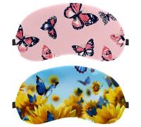 Butterfly Flying Blooming Sunflowers 2-Pack Eye Patch and Eye Masks Set, Light-Blocking, Soft, Breathable Sleep Mask Kit