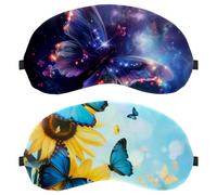 Butterfly Flying Blooming Sunflowers Blue Sky 2-Pack Light-Blocking Soft Breathable Eye Masks with Eye Patches and Sleep Masks