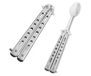 Butterfly Foldable Stainless Steel Utensils - Folding Camping Spoon for Kitchen, BBQ, Travel & Outdoor