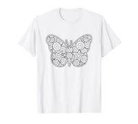 Butterfly for Colouring/Coloring with Fabric Markers Value Graphic T-Shirt, Men, White, M