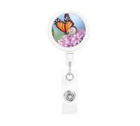Butterfly for Flowers Retractable Badge Reel Heavy Duty Badge Holder with Belt Clip Retractable Lanyards ID Card Holder with Keychain Name Badge Clips for Office Nurse Employee