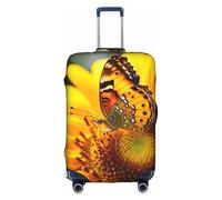 Butterfly Foraging Luggage Cover Elastic Washable Stretch Suitcase Protector Anti Scratch Travel Cover, White, XL
