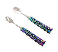 Butterfly Fork and Spoon Set for Hunting, Camping and Hiking Purposes. (Rainbow)