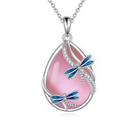 Butterfly/Fox/Cat/Dragonfly/Star/Jellyfish/Mermaid/Owl Moonstone Necklace for Women Sterling Silver Butterfly Moonstone Pendant Necklace for Women Girls, 18+2, Sterling Silver, Moonstone