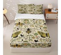 Butterfly Full Size Zipper Bedding Set,Mushroom Plant Fallen Leaves Comforter Sets for Kids Bedroom Decor,Wild Botanical Leaves Bed Quilt,Brown and Green Room Decor 4 Pcs Bedding Set for Teens