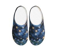 Butterfly Galaxy Women's Slippers Flannel House Slippers for Men Moon At Night Non-Slip Warm Winter Shoes for Indoor Outdoor UK 7-8