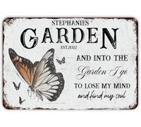 Butterfly Garden And I Into The Garden I Go To Lose My Mind Retro Funny Chic Farmhouse Aluminum Tin Metal Signs For Front Door Fence Gate Home Decorwall Art Signs Gift For Women Men 8x12 Inch