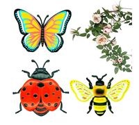 Butterfly Garden Decor, Bee Ladybug Ornaments, Outdoor Yard Art Set with Durable Build, Colorful Hanging Accessory with Nature Design, Patio Fence Gear with Bright Finish, Porch Classroom for Outdoor