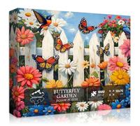 Butterfly Garden Puzzles for Adults 1000 Pieces, Wildflower Plant Floral Jigsaw Puzzle, Colorful Flower Bird Themed, Nature Challenging Puzzles for Adults
