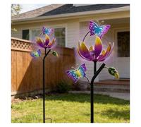 Butterfly Garden Wind Spinners, 46 inch/117cm Metal Wind Sculptures 3D Wind Spinner, Wind Streamer for Yard, Garden, Lawn Decor,B（2Packs）
