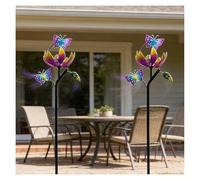 Butterfly Garden Wind Spinners for Yard, 117cm/46inch Wind Spinners for The Garden 360° Metal Windmills, Outdoor Spinners for Yard, Gift for Family Friends,B（2Packs）
