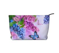 Butterfly Garden Zipper Closure Corduroy Makeup Bag Multifunctional Organizer 22x7x17cm for Travel Camping Vacation Fitness