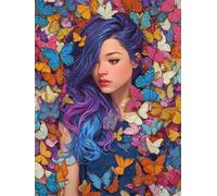 Butterfly Girl 300 Piece Jigsaw Puzzles for Adults, Colourful, Challenging & Brainteasing Adult puzzles 300 Pieces Purple, Fun jigsaws for The Whole Family 16x11 inch