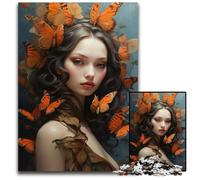 Butterfly Girl Adult Jigsaw Puzzles 1000 Pieces Wooden Jigsaw Puzzles for Adults for Family Interactive Game 1000 PCS(75x50cm)