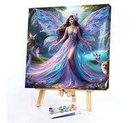 Butterfly Girl DIY Paint by Numbers Kits Drawing Paintwork on Canvas 40x40cm Without Frame Oil Easy Painting by Numbers for Adults Gift Home Wall Decor